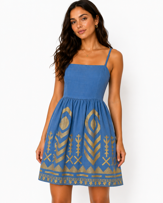 Mini Feather Dress by Kori / Blue Raf & Gold