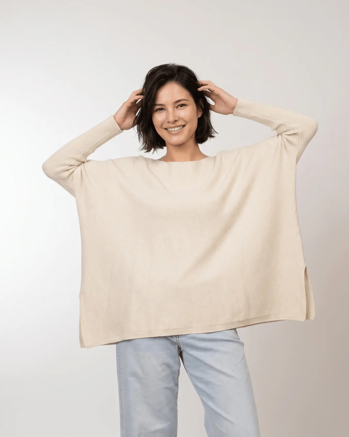 Italian-Made Oversized Knit Sweater – One Size, Ivory, Olive, Mocha & Dark Brown