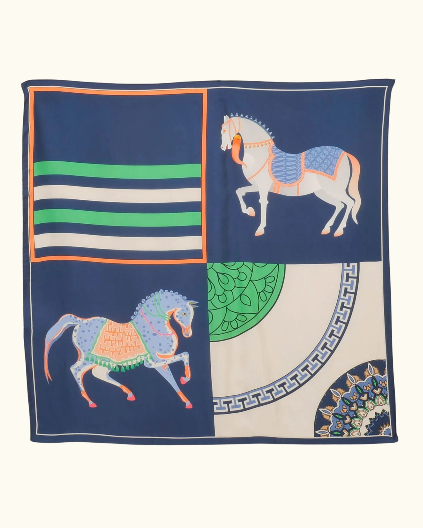 Horse Print Scarf / Navy