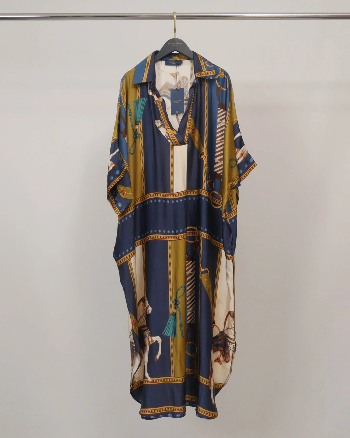 Long Satin Equestrian Dress / Navy