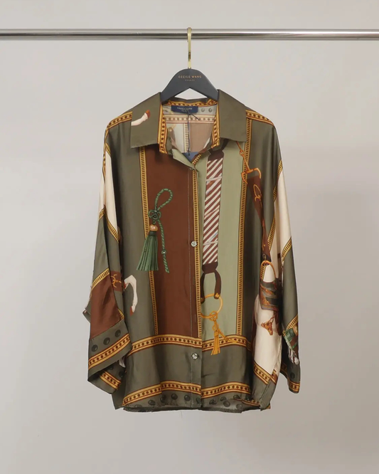 Satin Equestrian Shirt / Olive