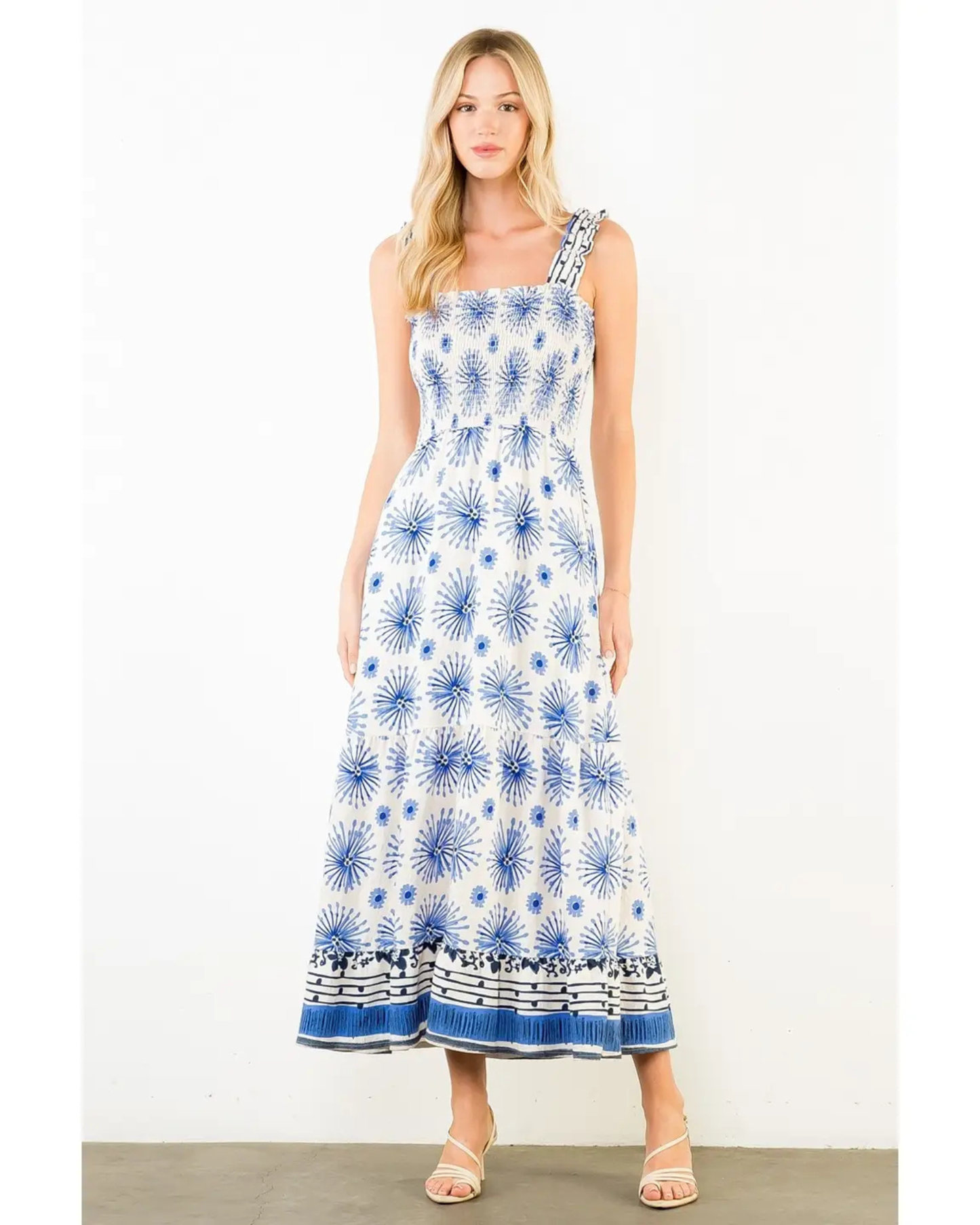 Ruffle Straps Midi Dress by THML