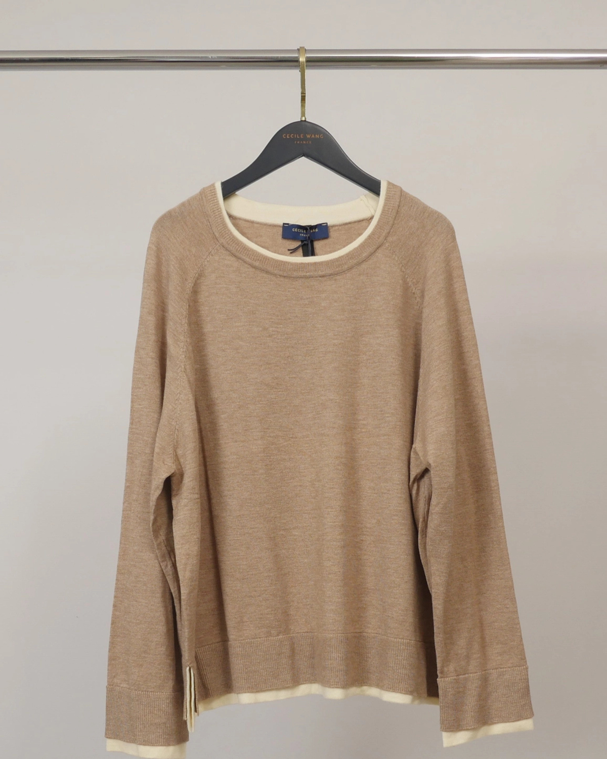 Oversized Sweater with Constrasting Trim