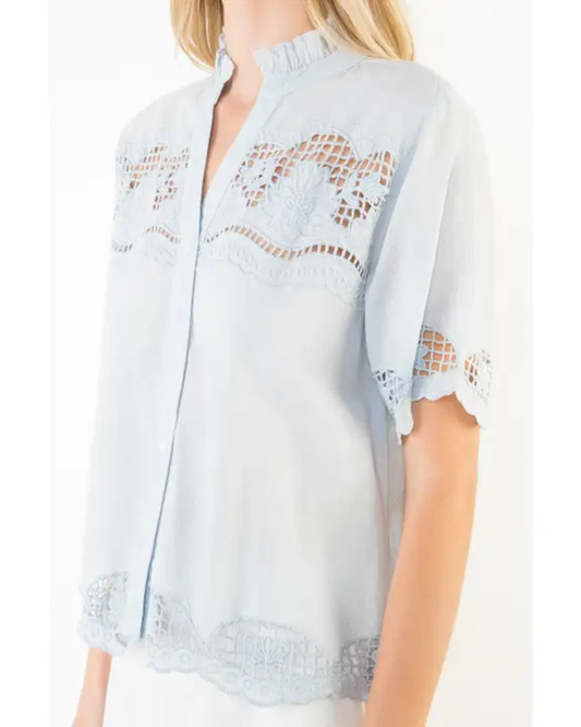 Short Sleeve Lace Detailing Top by THML