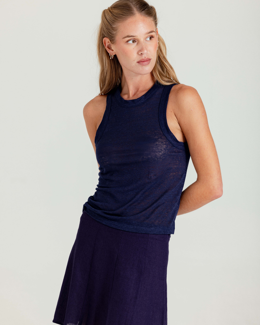 Linen Tina Tank by Sundays / Navy