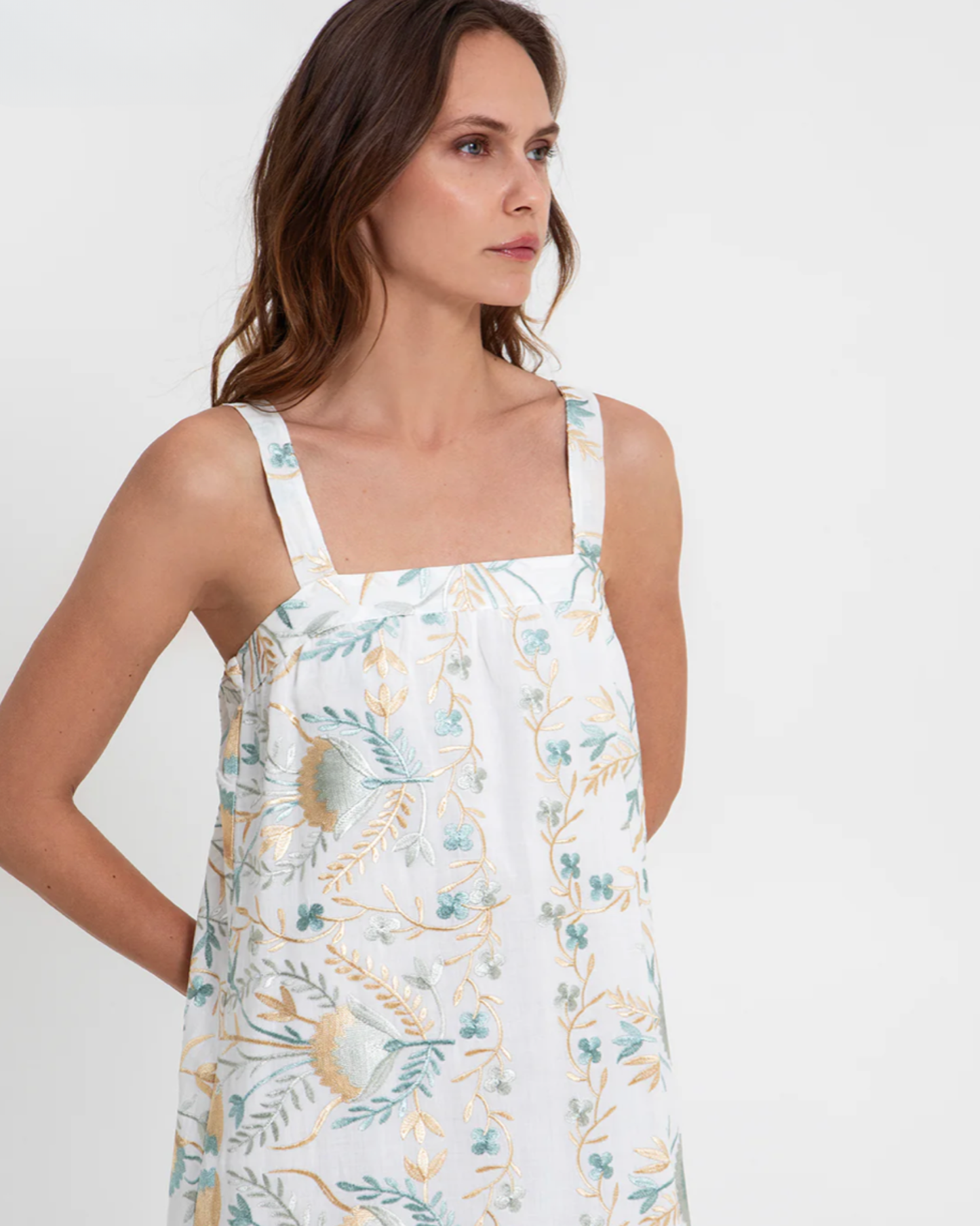 Long Blossom Dress by Kori / White & Grey