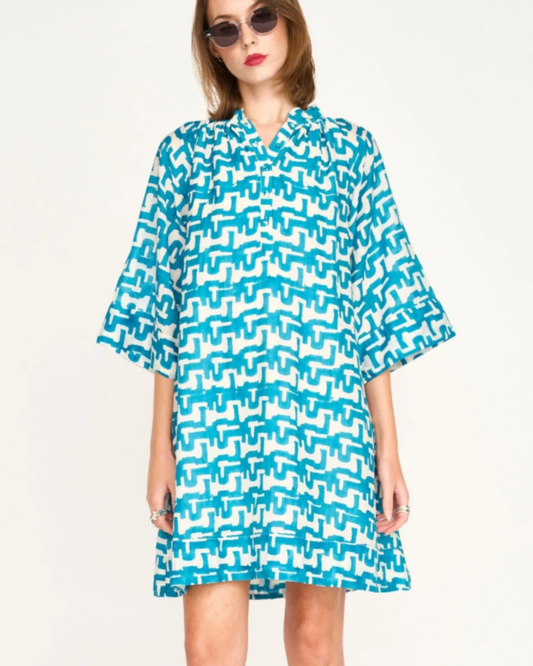 Faro Dress in Azure Popova by Mirth