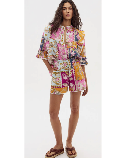 Folk Linen Shorts by Lanhtropy / Calypso