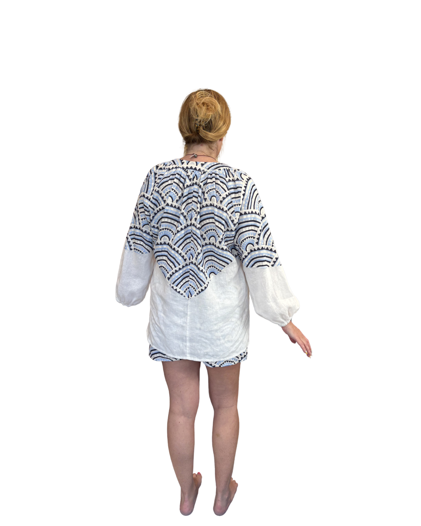Triangle Blouse by Kori / White & Blue Ciel