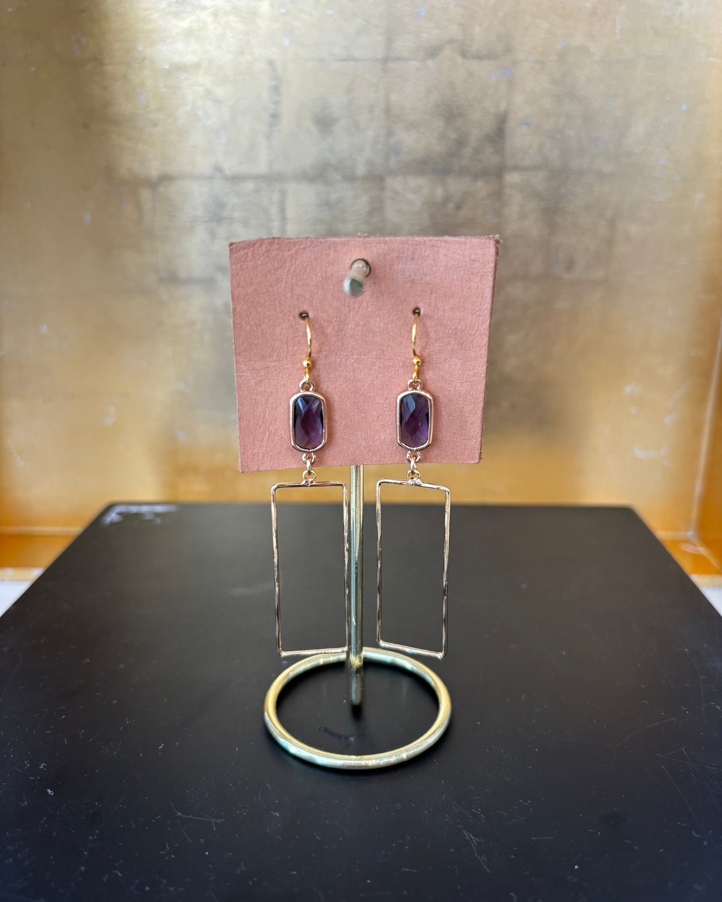 Purple Stone + Rectangle Earrings by Merry Beth Myrick