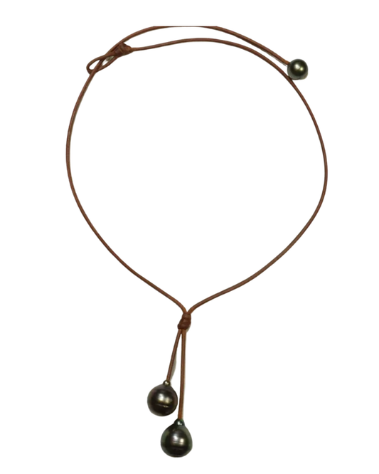 Rain 2 Drop Tahitian Pearl Necklace by Wendy