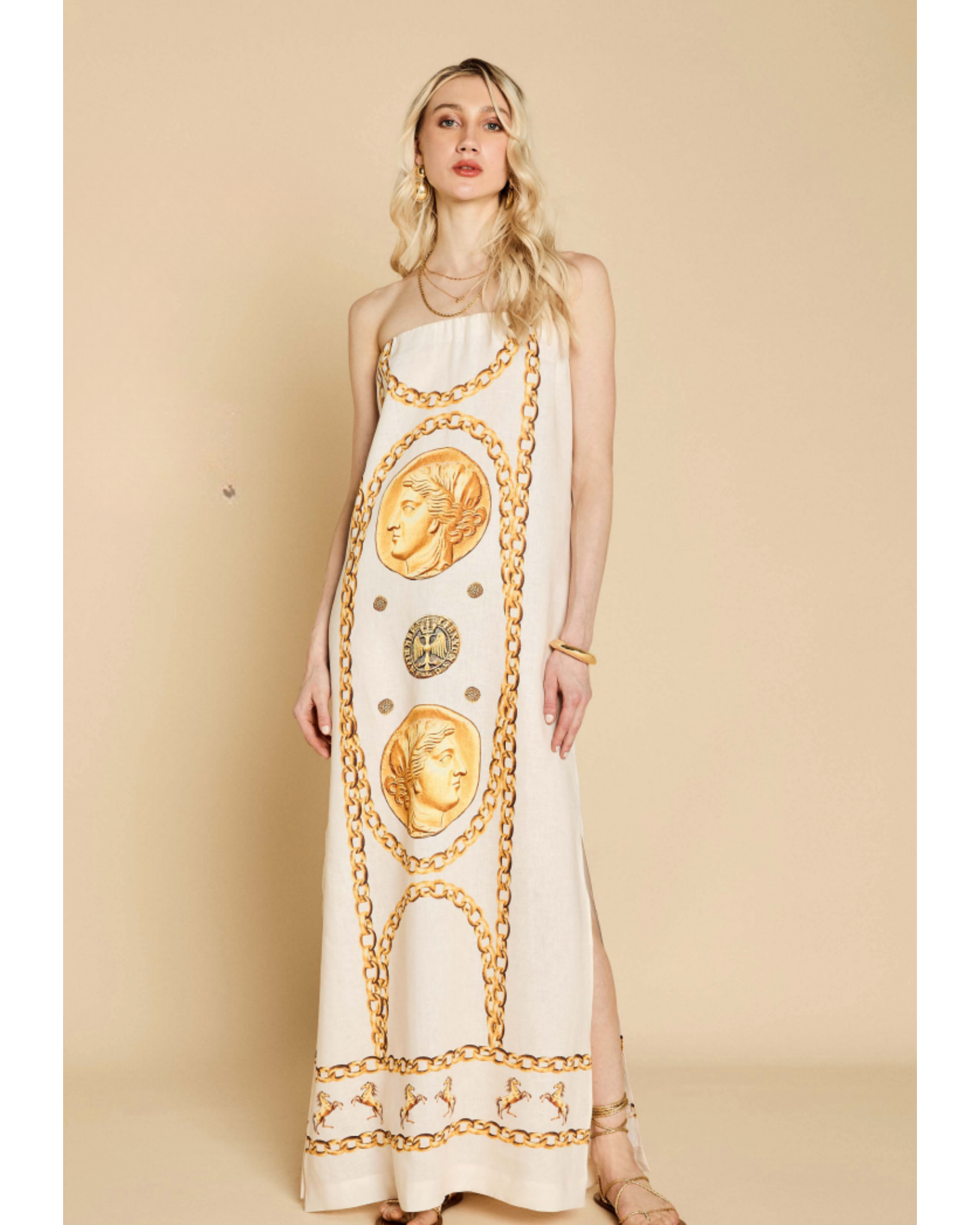 Strapless Linen Dress / Medals