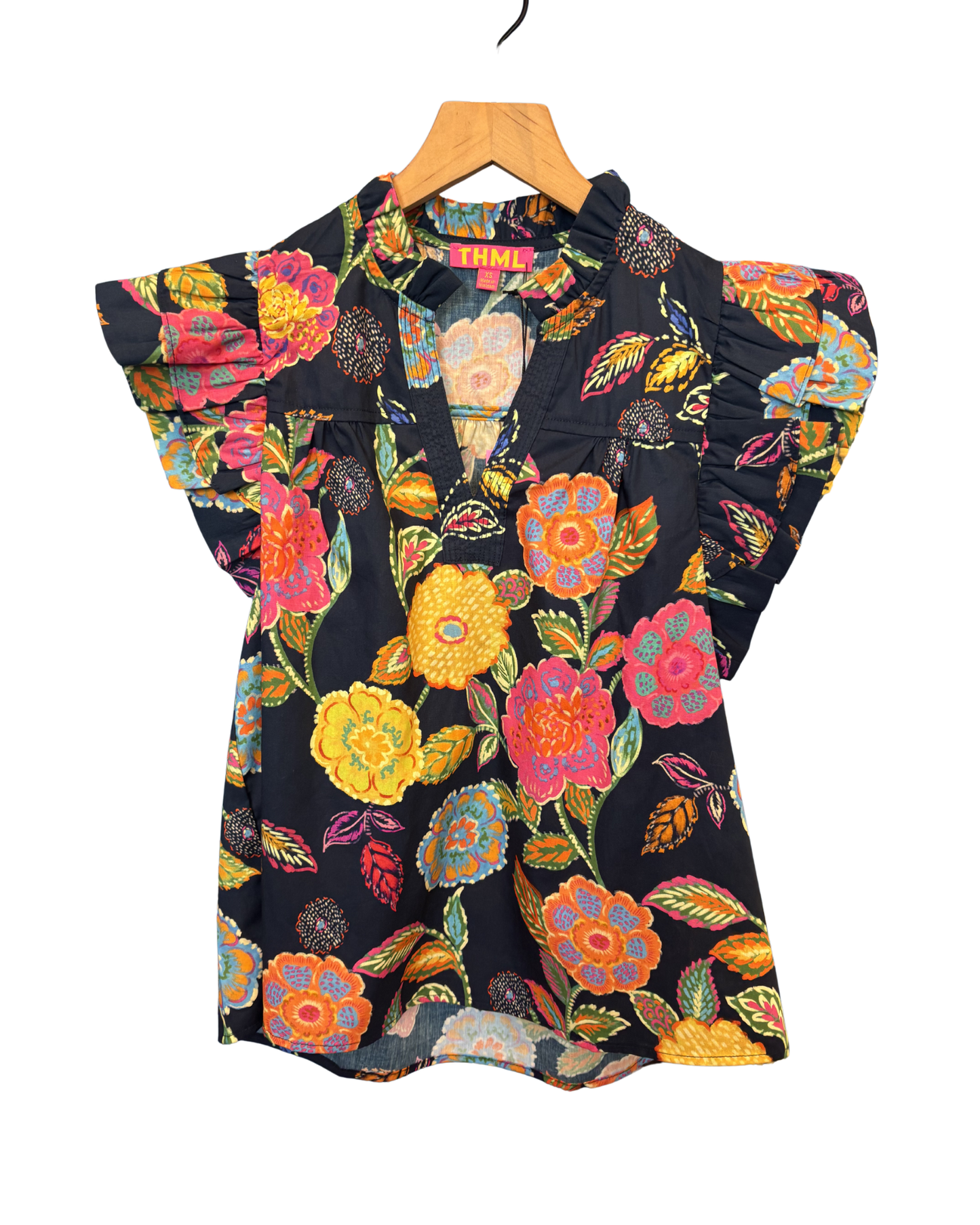 Black Floral Top by THML