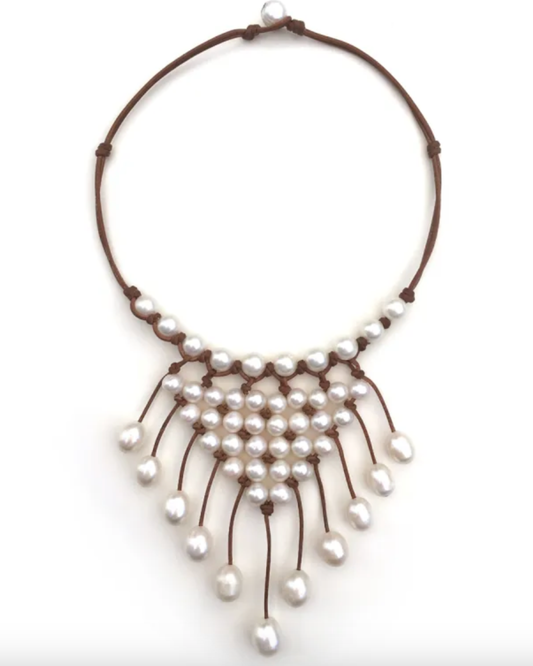 New Urban Freshwater Pearl and Leather Necklace by Wendy