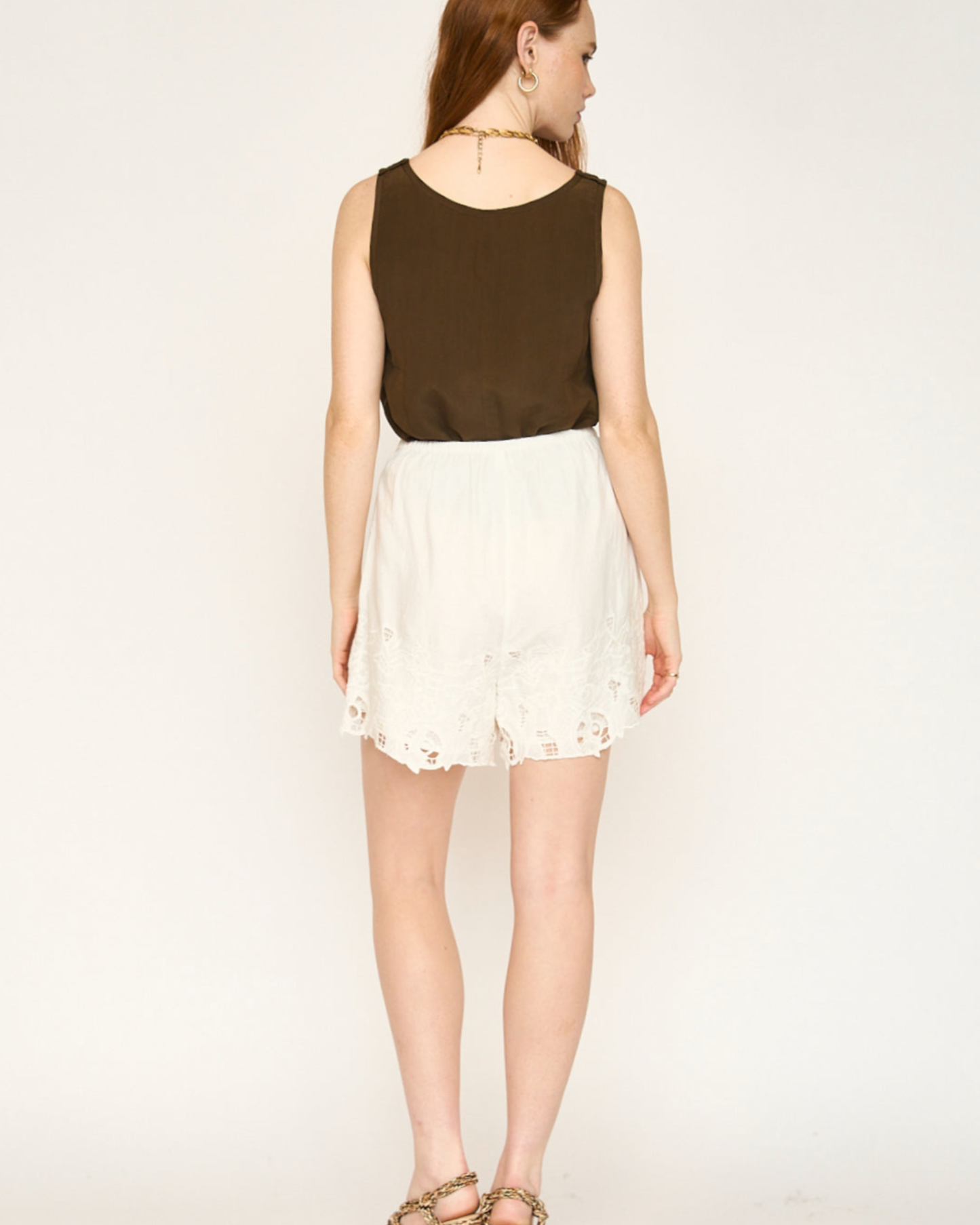 Woodstock Shorts by Mirth / White Embroidered Deco