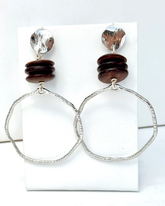 Silver & Wood Earrings by Merry Beth Myrick